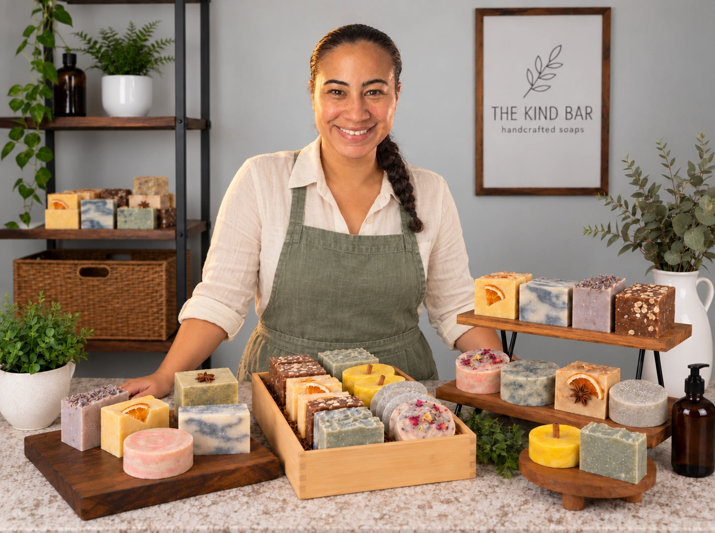 The Kind Bar maker with her full soap collection